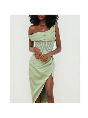House of CB Satin Draped Mint Green Cocktail Dress